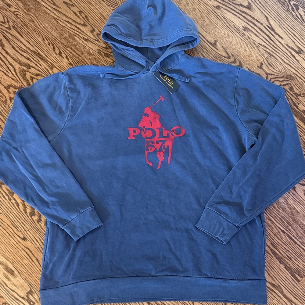 Polo by Ralph Lauren Navy Hoodie with Red Emblem